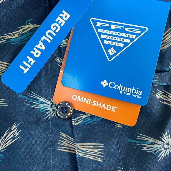 Columbia PFG Mens Fishing Super Slack Tide Camp Shirt 3XT Blue Lure Print NWT - Picture 4 of 12